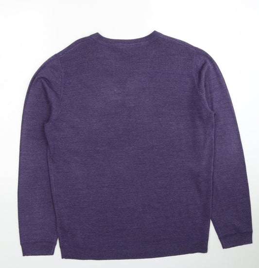 Red Herring Mens Purple V-Neck Acetate Pullover Jumper Size L