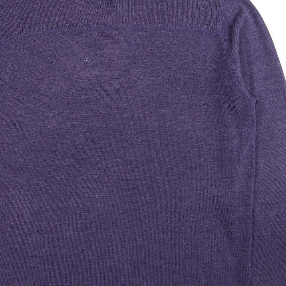 Red Herring Mens Purple V-Neck Acetate Pullover Jumper Size L