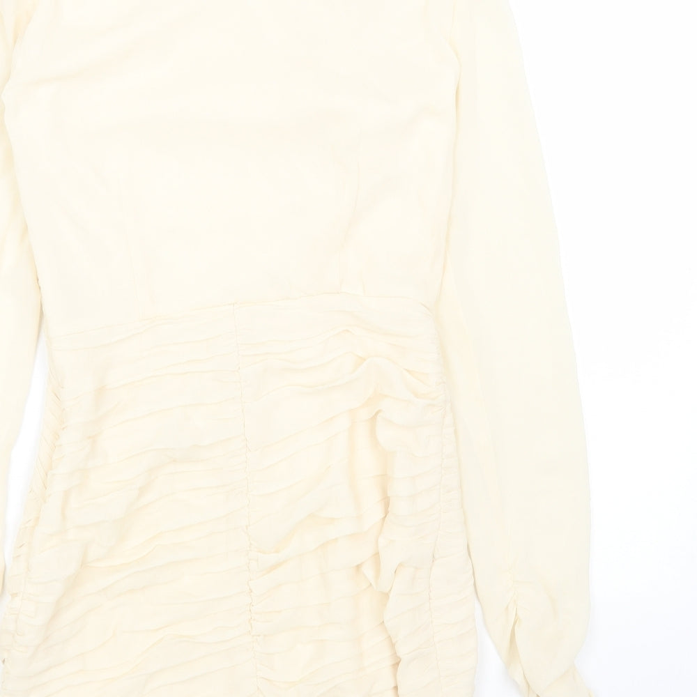 Zara Womens Beige Polyester Mini Size S Boat Neck Pullover