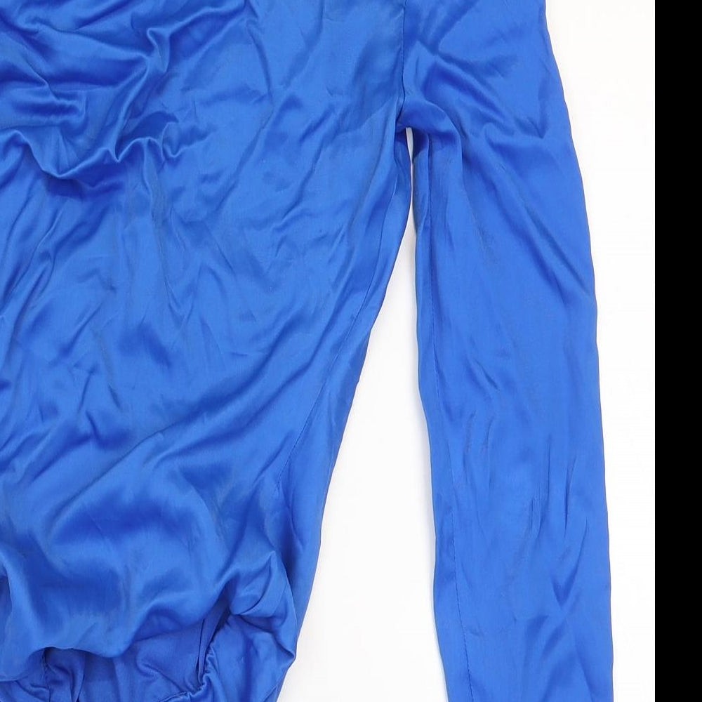 Zara Womens Blue Viscose Bodysuit One-Piece Size 6 Zip