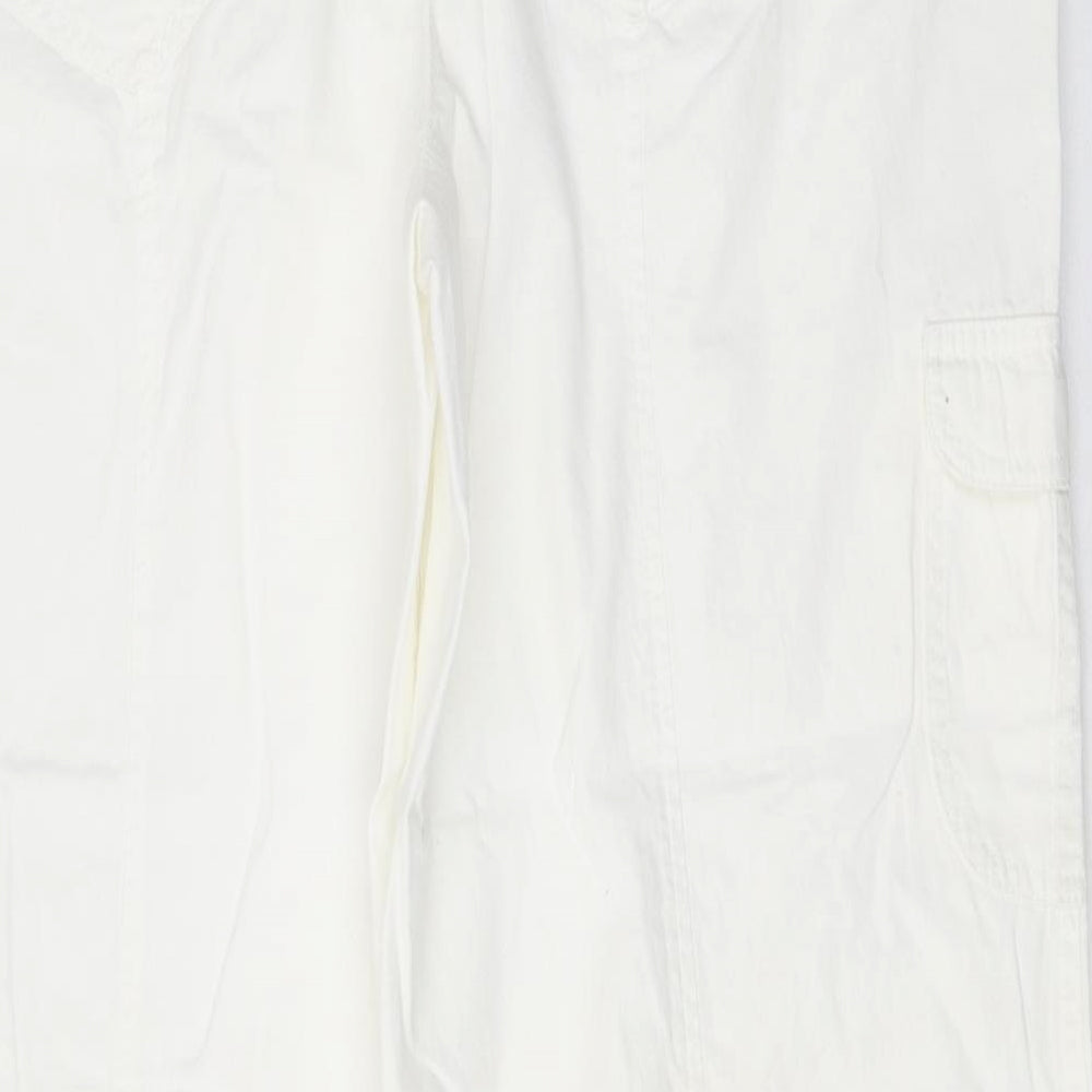 Savoir Womens White Cotton Trousers Size 20 Regular Zip