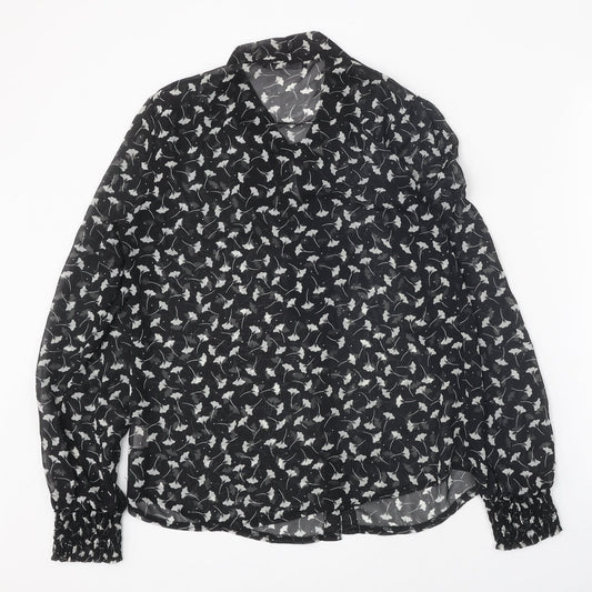 Womens UK Size 10 Atmosphere Black Basic Button-Up