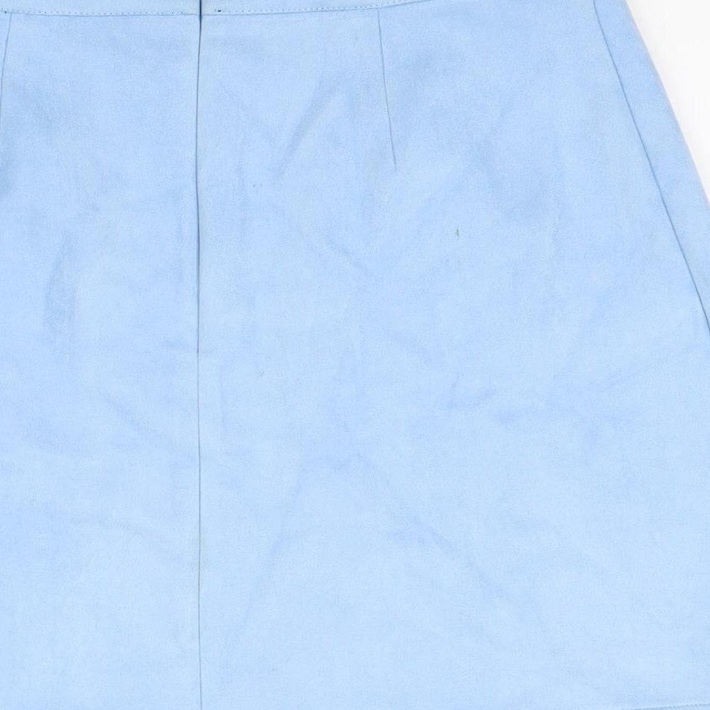 Missguided Womens Blue Polyester A-Line Skirt Size 10 Zip