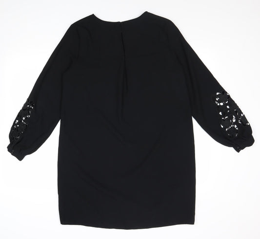 H&M Womens Black Polyester Shift Size 10 Boat Neck Pullover