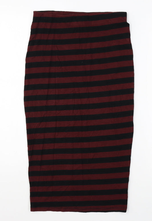 Dorothy Perkins Womens Red Striped Polyester Straight & Pencil Skirt Size 8