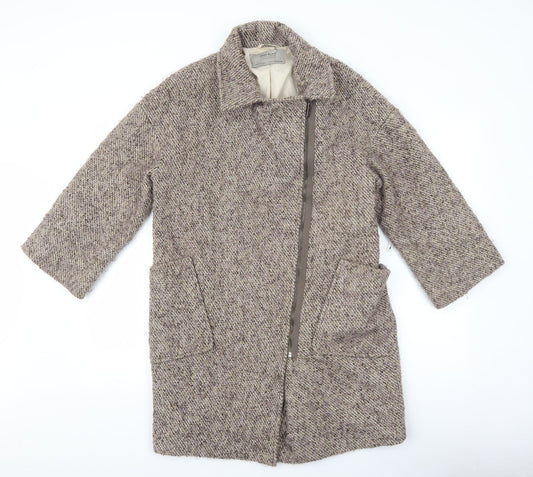 Womens UK Size S Zara Brown Overcoat