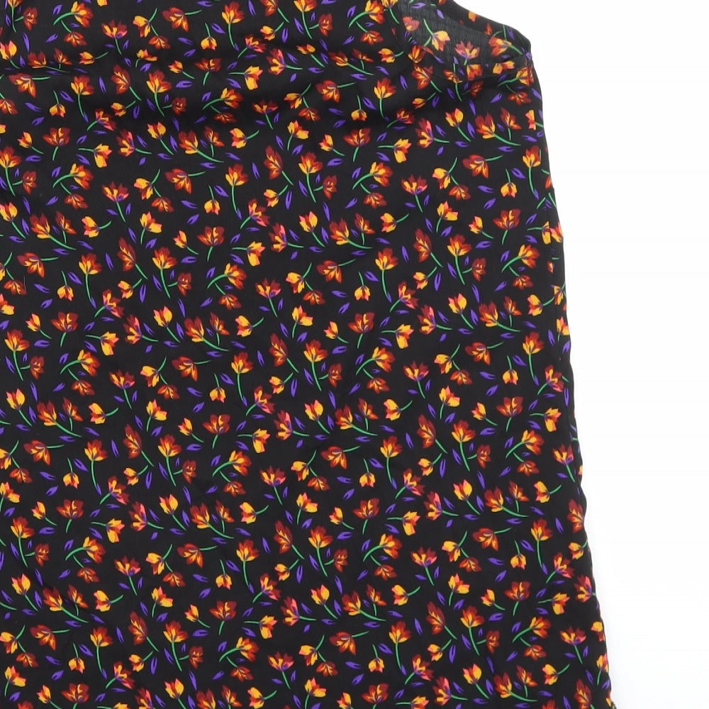 Primark Womens Black Floral Polyester Camisole Tank Size 8 Boat Neck