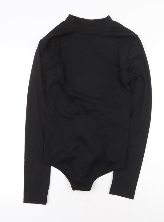 SheIn Womens Black Polyester Bodysuit One-Piece Size M Snap