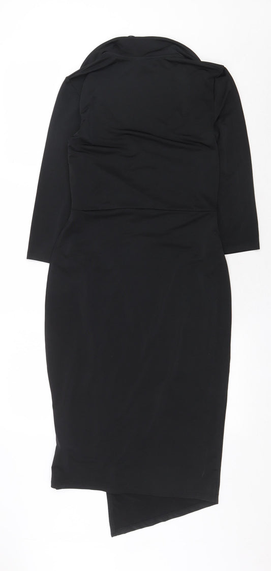 River Island Womens Black Polyester Sheath Size 8 Collared Pullover