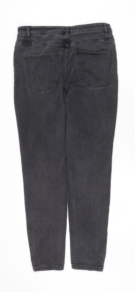 NEXT Womens Grey Cotton Skinny Jeans Size 12 Regular Zip