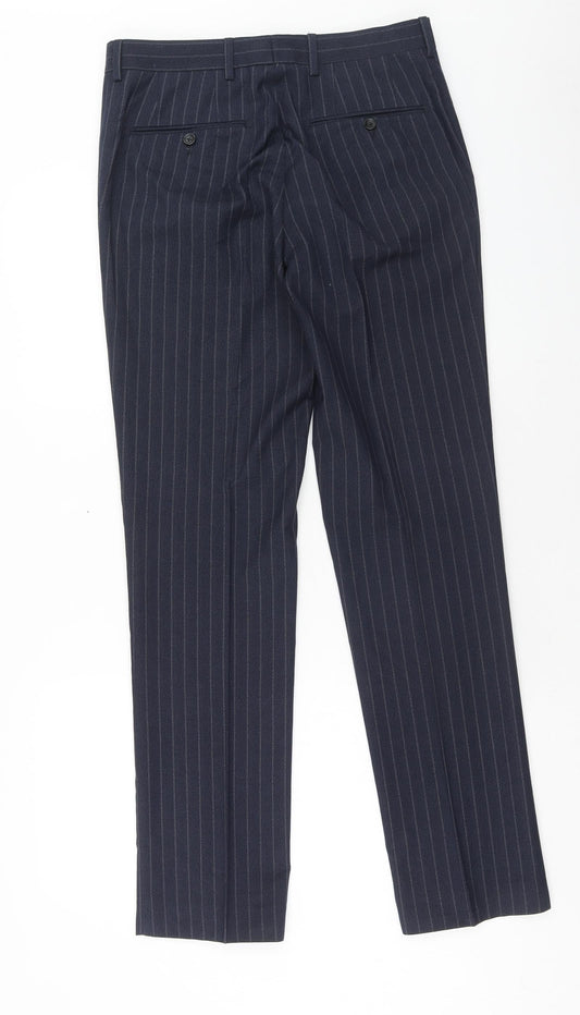 NEXT Mens Blue Striped Polyester Dress Pants Trousers Size 30 in L33 in Regular Zip