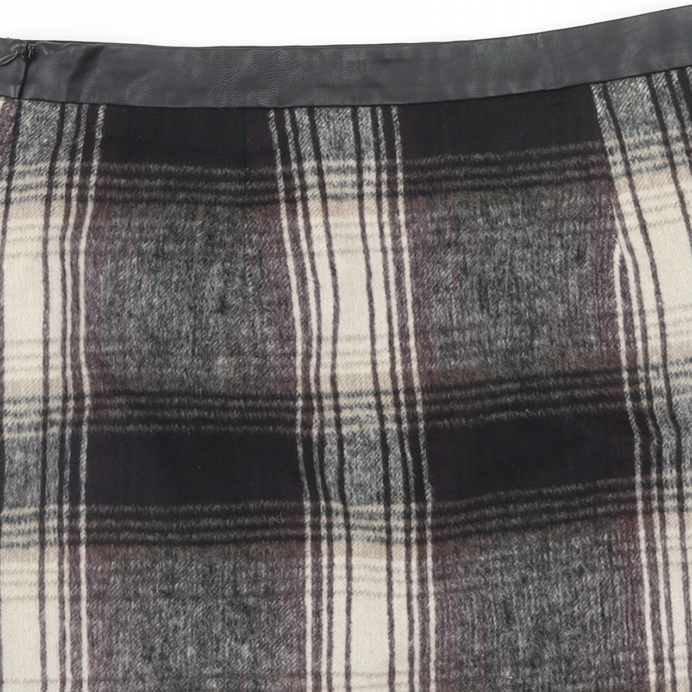 F&F Womens Multicoloured Plaid Polyester A-Line Skirt Size 12 Zip