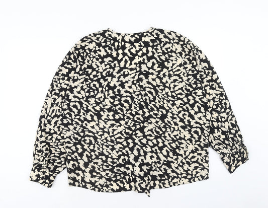 Primark Womens Beige Geometric Polyester Basic Blouse Size 12 V-Neck