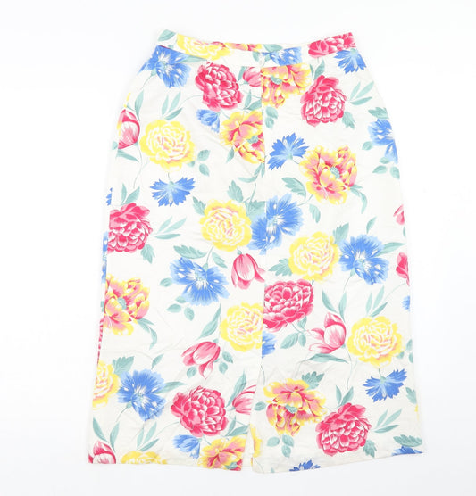 Marks and Spencer Womens Multicoloured Floral Viscose A-Line Skirt Size 14 Zip