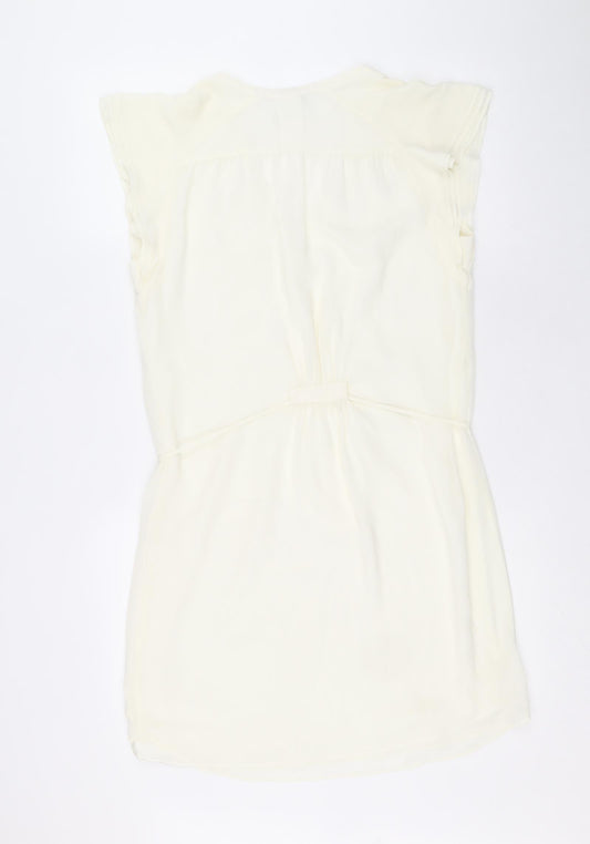 H&M Womens Ivory Polyester Shift Size 12 V-Neck Button