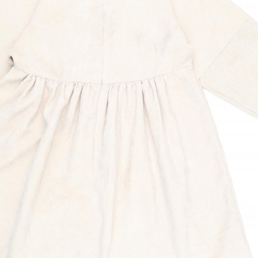 Missguided Womens Beige Polyester A-Line Size 4 Boat Neck Zip