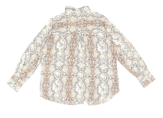 Womens UK Size 14 Marks and Spencer Brown Basic Button-Up