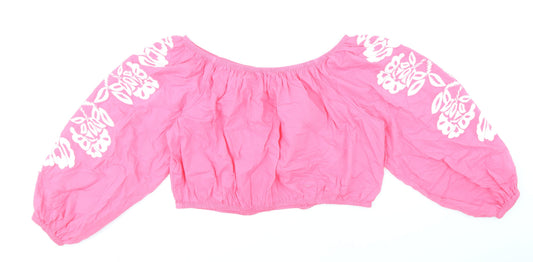 Womens UK Size 20 Marks and Spencer Pink Cropped Blouse