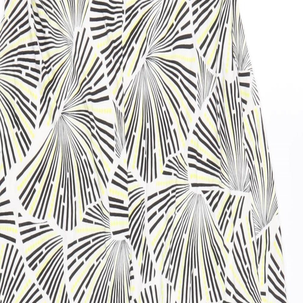 FOREVER 21 Womens White Geometric Viscose A-Line Size S Round Neck Pullover