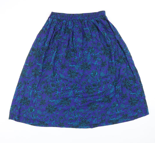 Leslie Fay Womens Blue Geometric Viscose Flare Skirt Size 12 Zip