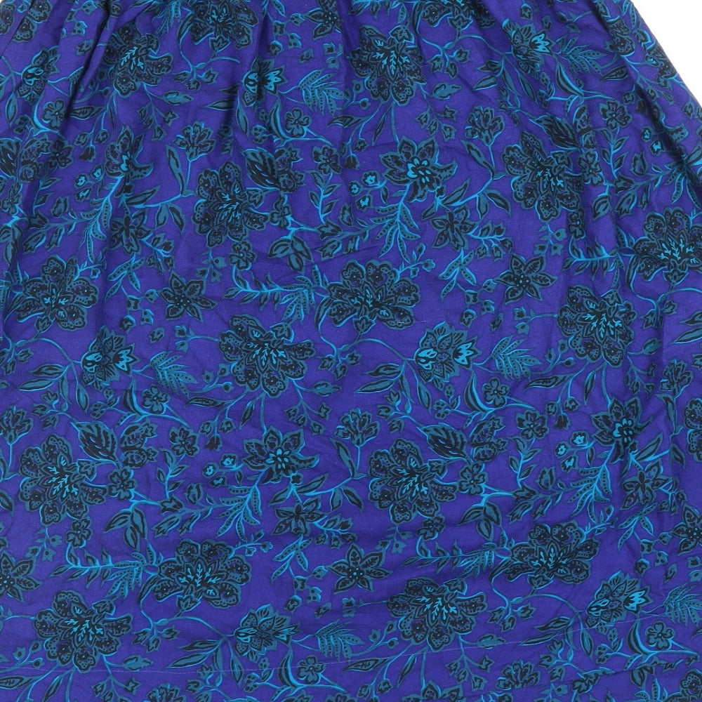 Leslie Fay Womens Blue Geometric Viscose Flare Skirt Size 12 Zip