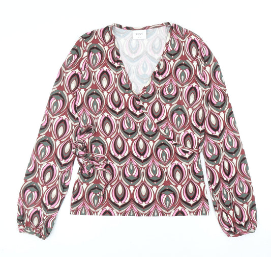 Womens UK Size 10 NEXT Multicoloured Wrap Blouse