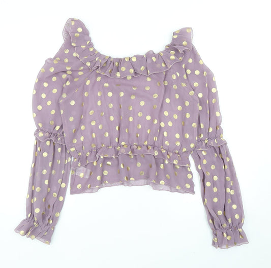 Womens UK Size 12 Fashion Union Purple Basic Blouse