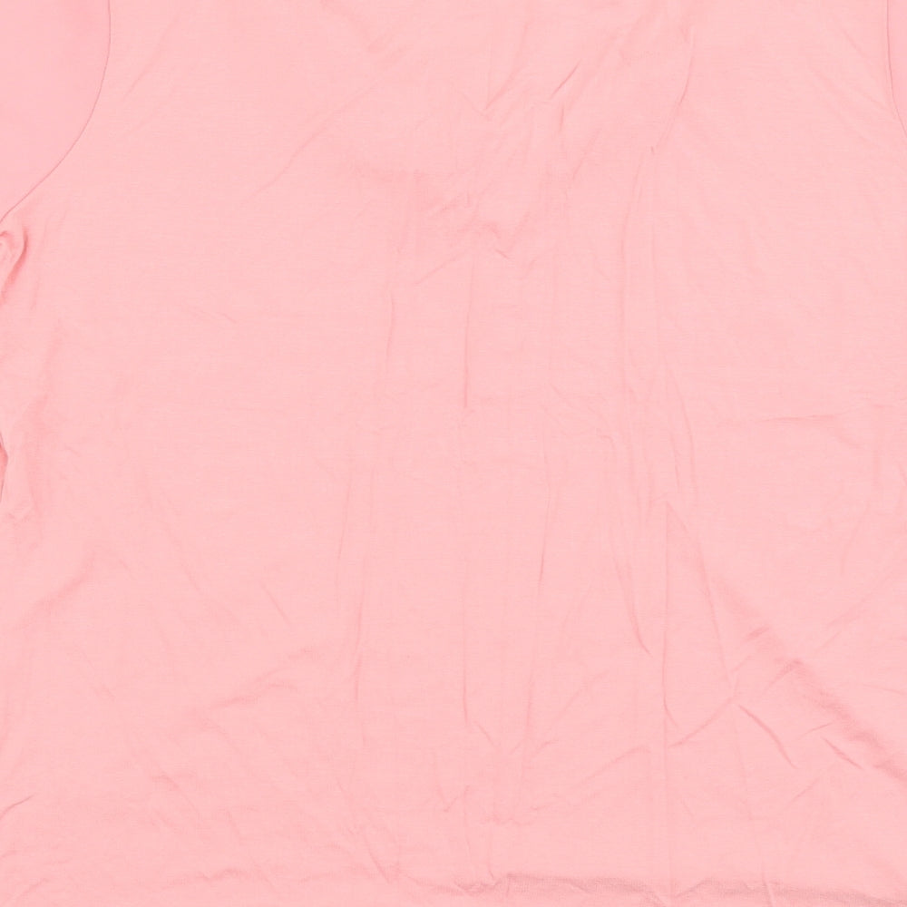 FRANK WALDER Womens Pink Viscose Basic T-Shirt Size 14 Round Neck