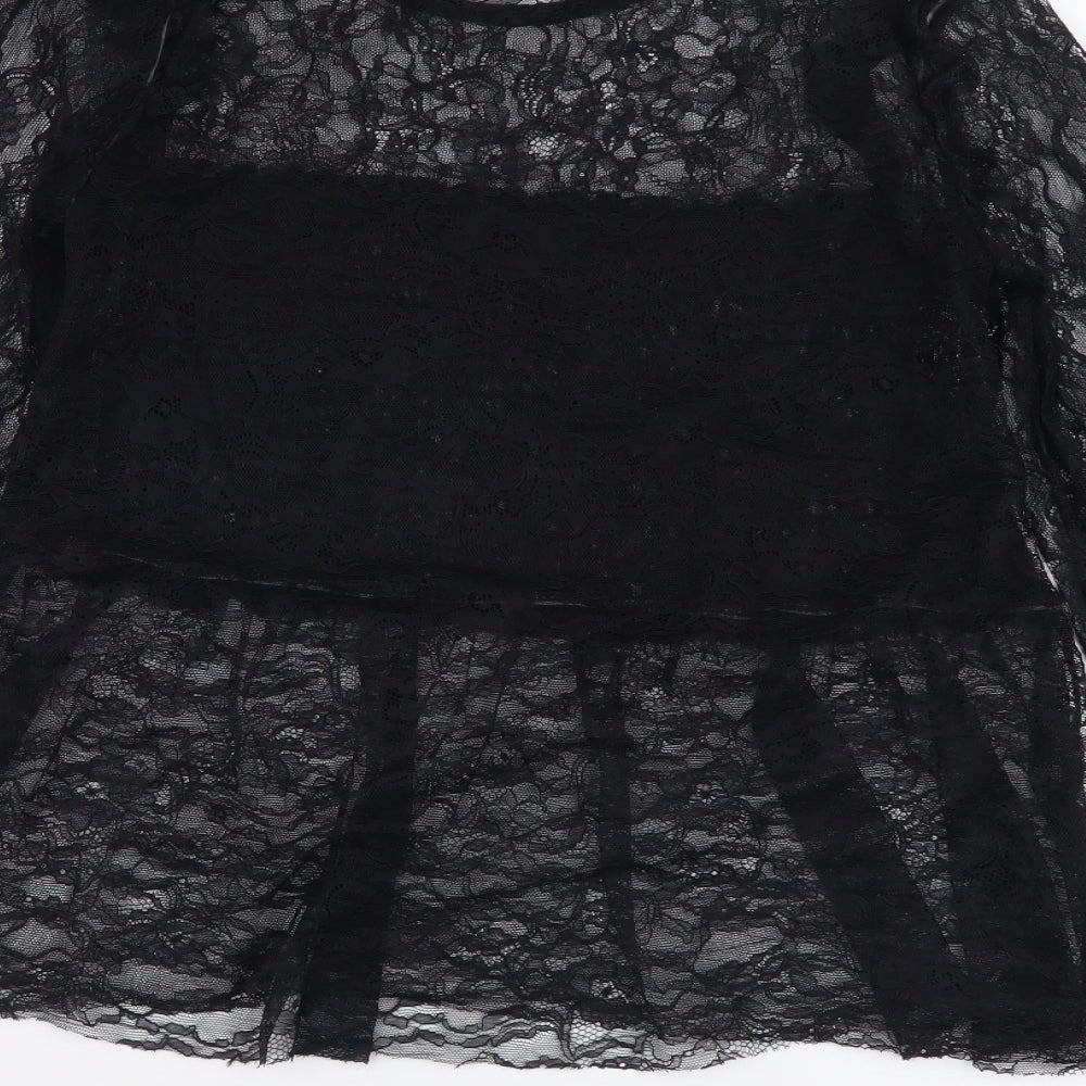 Womens UK Size 8 River Island Black Basic T-Shirt