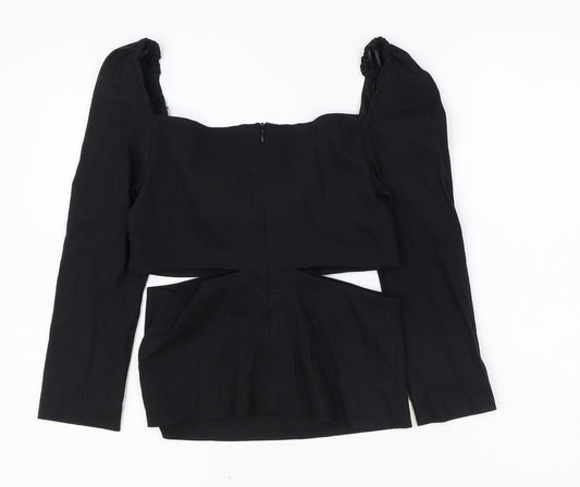 Womens UK Size S Zara Black Cropped Blouse