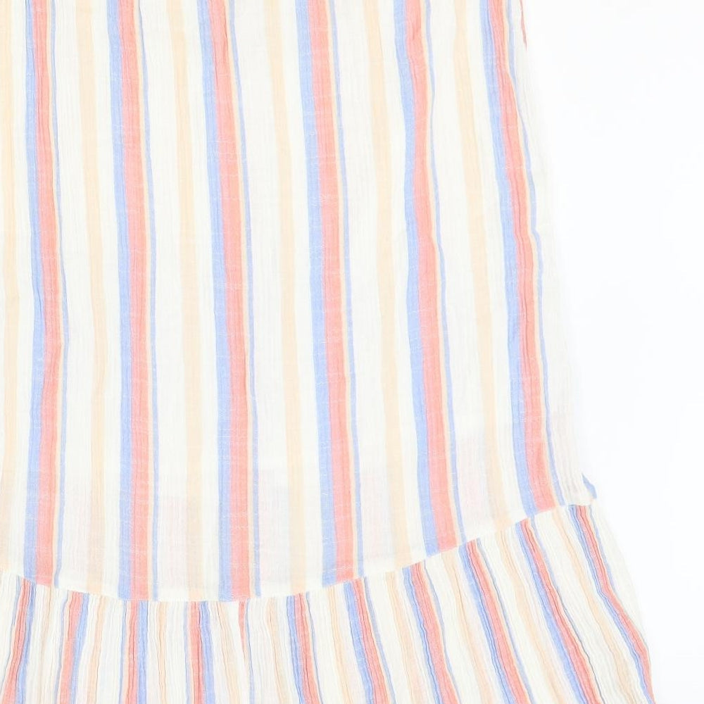 TU Womens Multicoloured Striped Cotton Trumpet Skirt Size 12 Button