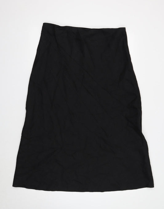 Marks and Spencer Womens Black Linen A-Line Skirt Size 18