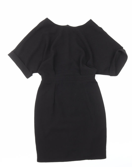 ASOS Womens Black Polyester Pencil Dress Size 8 Scoop Neck Zip
