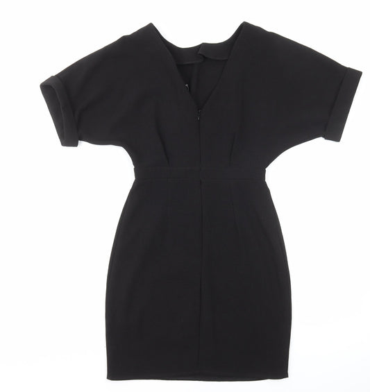 ASOS Womens Black Polyester Pencil Dress Size 8 Scoop Neck Zip