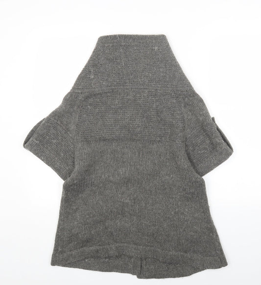 Be Beau Womens Grey V-Neck Acrylic Cardigan Jumper Size 12