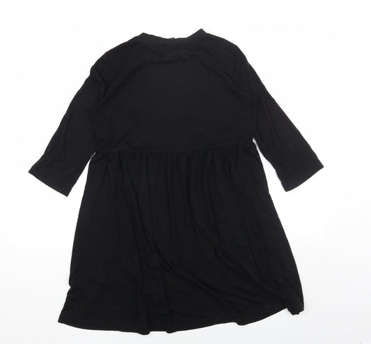 SheIn Womens Black Polyester T-Shirt Dress Size S Round Neck Pullover