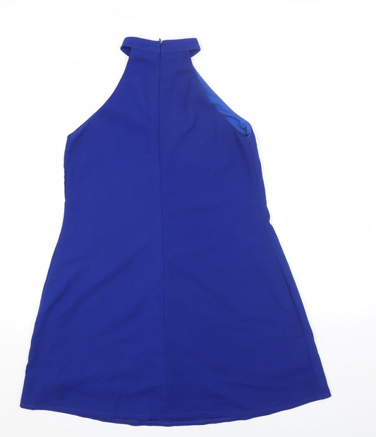 Missguided Womens Blue Polyester Shift Size 8 Halter Zip