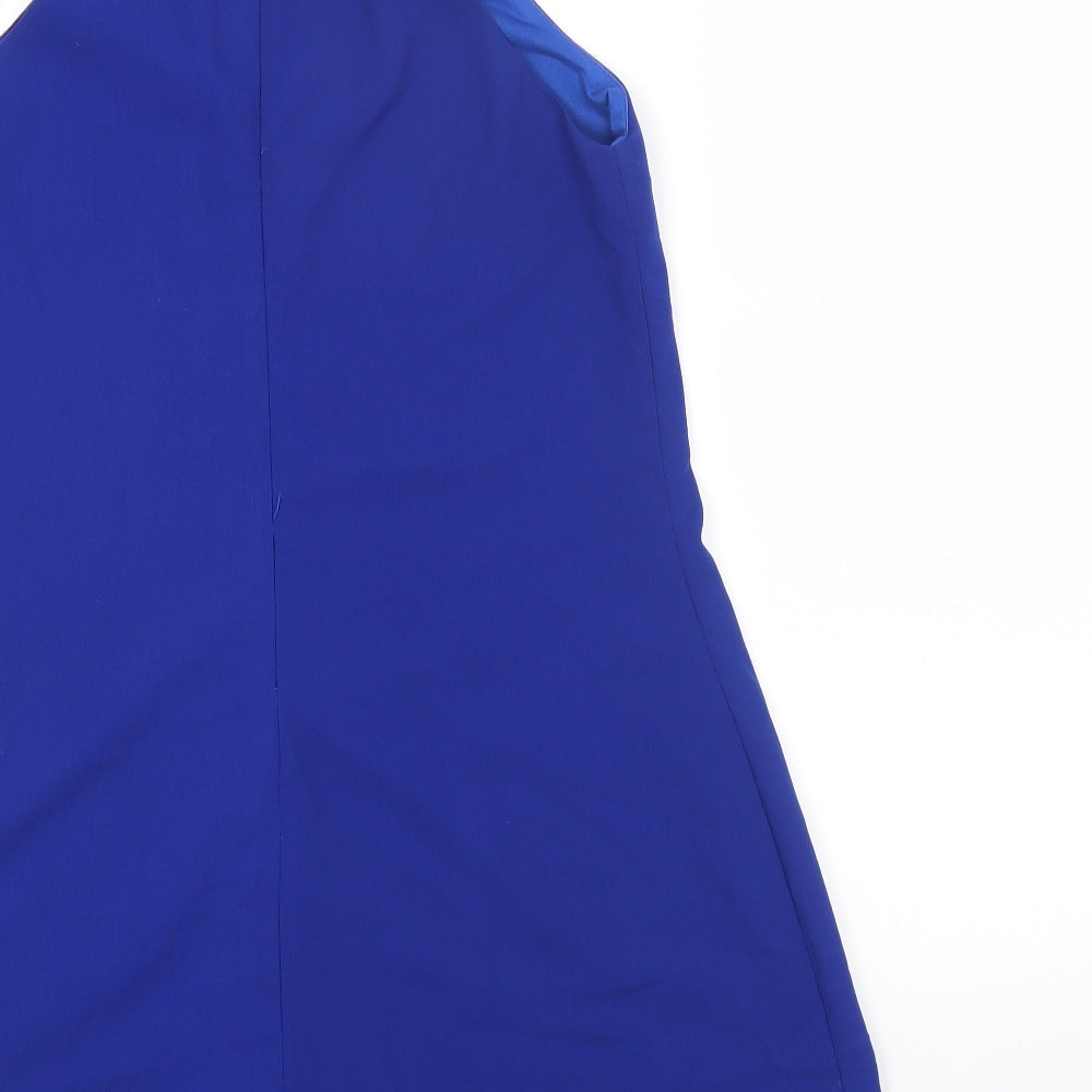 Missguided Womens Blue Polyester Shift Size 8 Halter Zip
