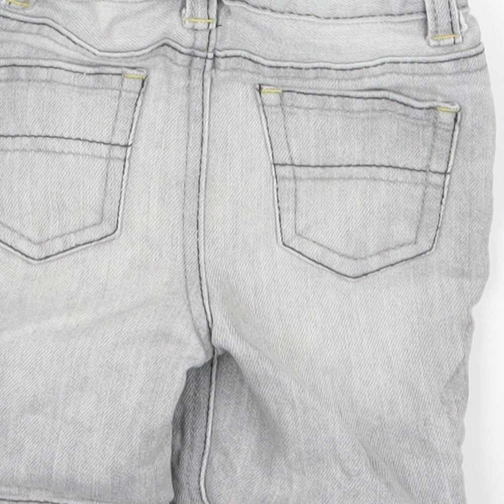 Denim & Co. Boys Grey Cotton Cropped Trousers Size 6-9 Months Snap