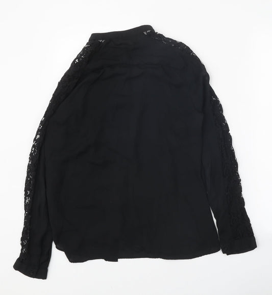 F&F Womens Black Polyester Basic Button-Up Size 8 V-Neck