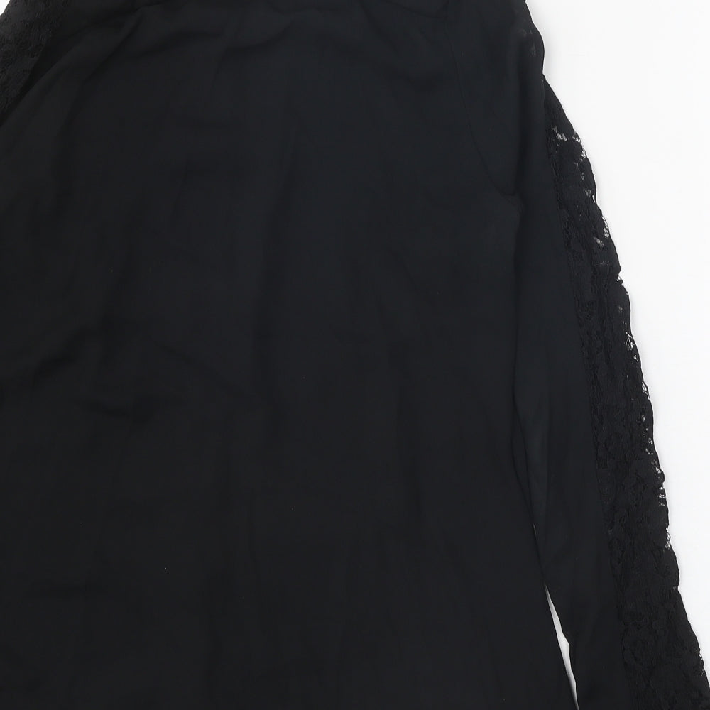 Womens UK Size 8 F&F Black Basic Button-Up