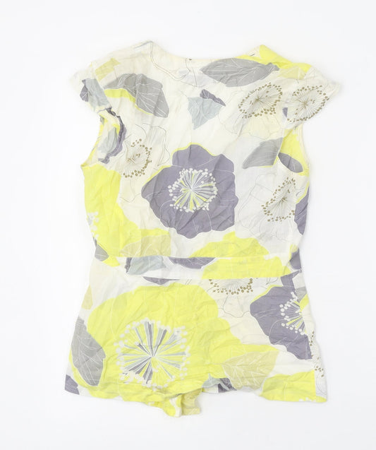 Great Plains Womens Yellow Geometric 100% Cotton Basic Blouse Size S V-Neck