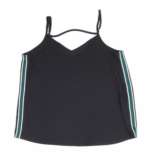 Primark Womens Black Polyester Camisole Tank Size 10 V-Neck - Cross Back Detail