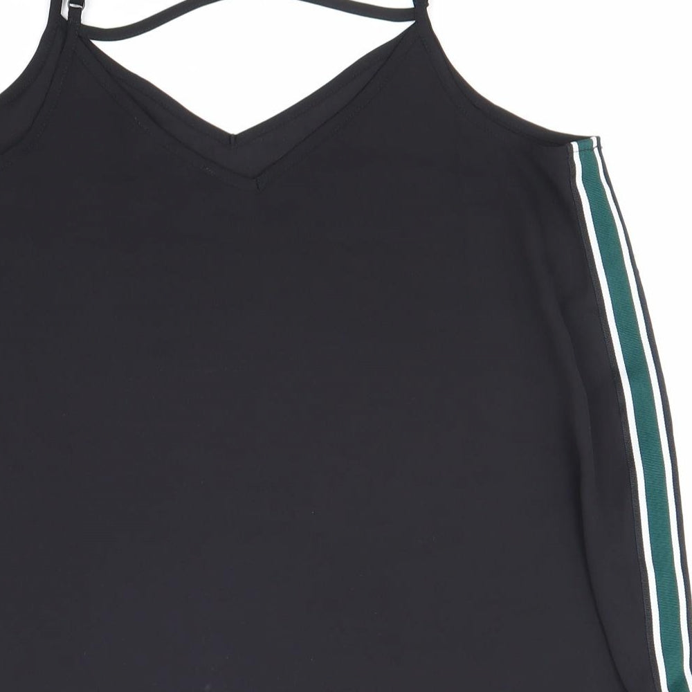 Primark Womens Black Polyester Camisole Tank Size 10 V-Neck - Cross Back Detail