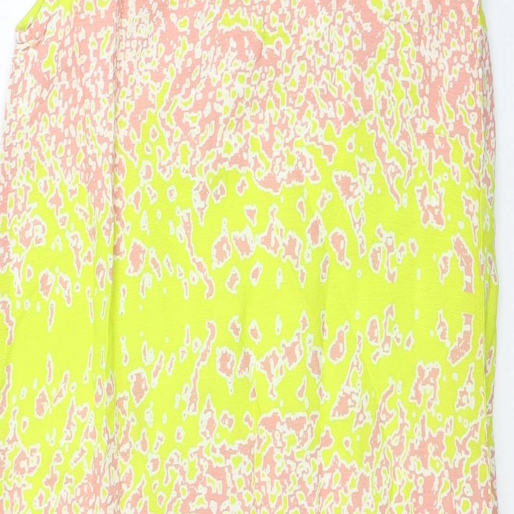 River Island Womens Multicoloured Geometric Viscose Tank Dress Size 8 Boat Neck Button - Lace Trim