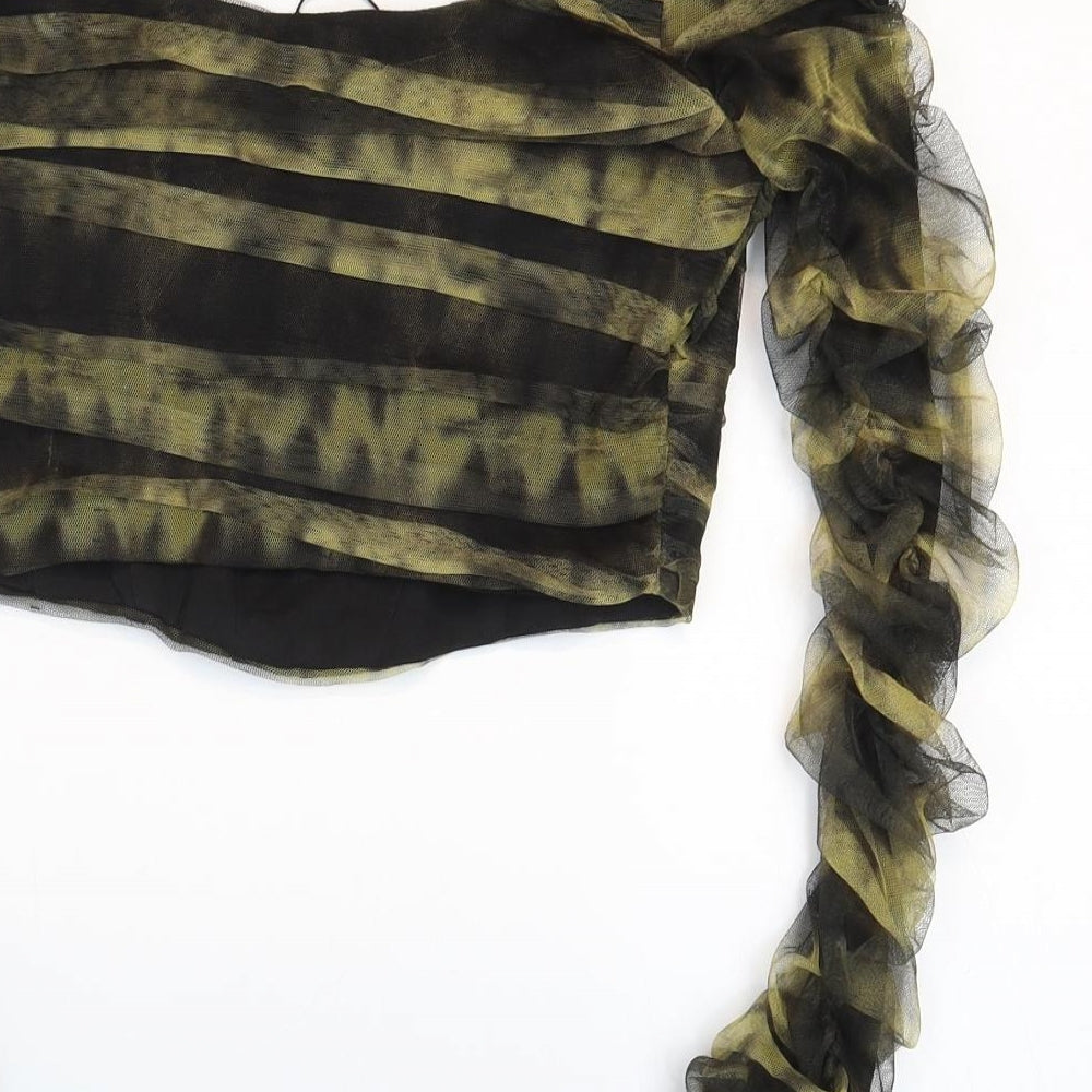 Womens UK Size M Zara Green Cropped Blouse