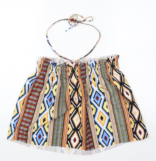 SheIn Womens Multicoloured Geometric Polyester Basic Tank Size S Halter