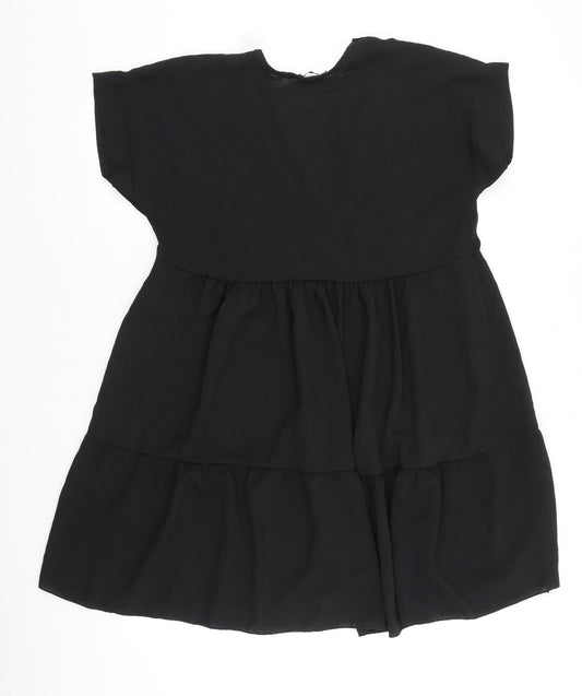 Quiz Womens Black Polyester Fit & Flare Size L V-Neck Pullover