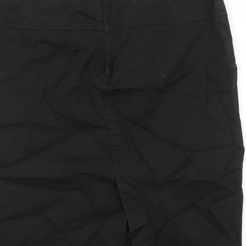 Divided Womens Black Cotton Straight & Pencil Skirt Size 8 Zip