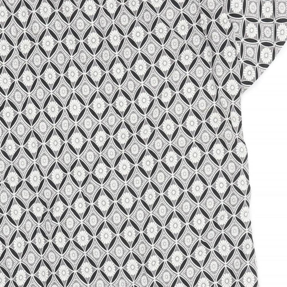 NEXT Womens Black Geometric 100% Cotton Shift Size 6 Round Neck Pullover